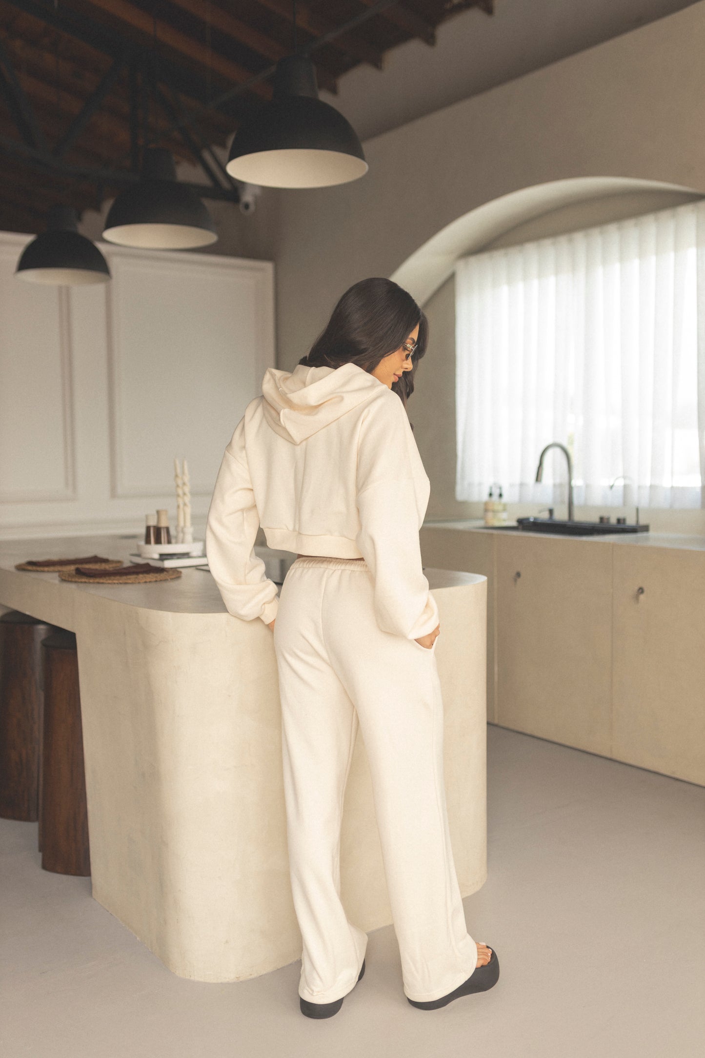 SUDADERA VELVET LOUNGE CREAM