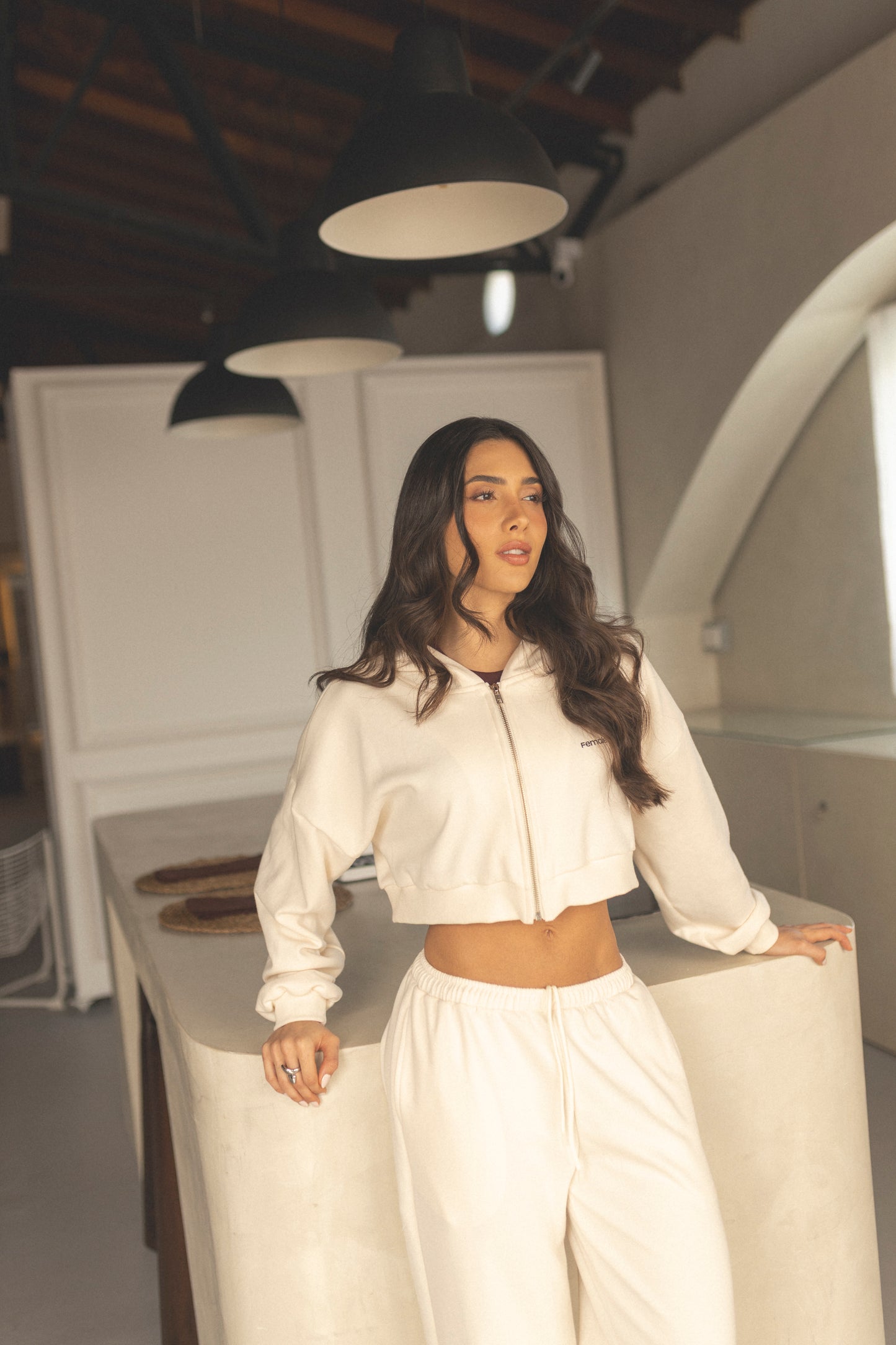 HOODIE VELVET LOUNGE CREAM