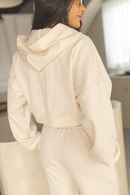 HOODIE VELVET LOUNGE CREAM